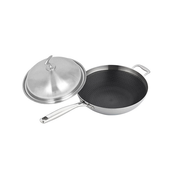 34Cm Frying Pan Non Stick Skillet With Helper Handle And Lid