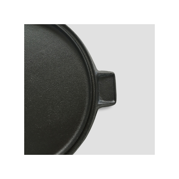 43Cm Round Ribbed Cast Iron Frying Pan With Handle