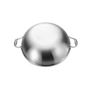 42Cm Stainless Steel Double Handle Wok Frying Fry Pan Skillet With Lid