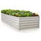 MY FARM 240 x 90 x 45cm Raised Garden Bed, Rectangular, Corrugated Metal, with Ground Stakes, Light Grey