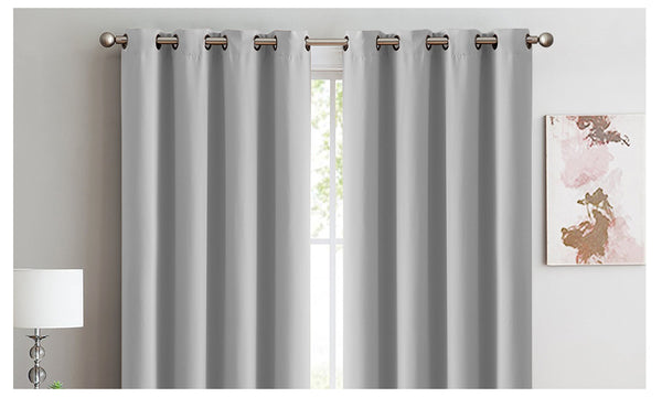 2x Blockout Curtains Panels 3 Layers Eyelet Grey 240x230cm