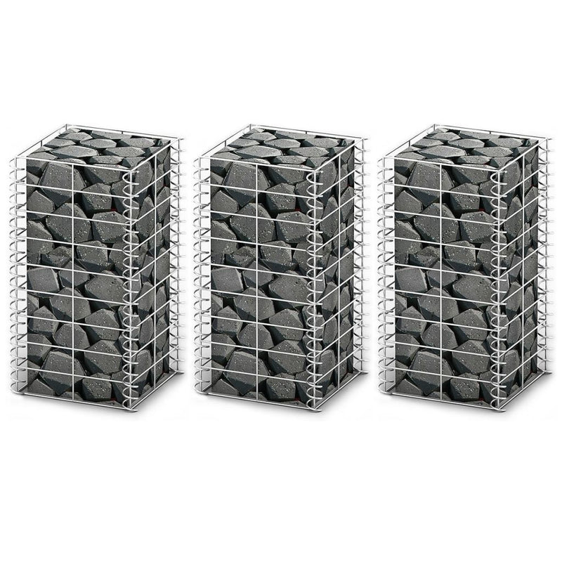 Galvanized Wire Gabion Wall Set 25 x 25 x 50 Cm (3 Pcs)