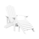 Garden Adirondack Chair With Footstool & Table Hdpe White
