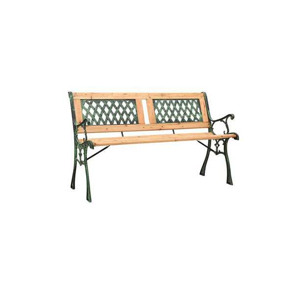 Garden Bench 122 Cm Cast Iron And Solid Firwood Pvc