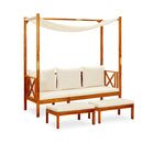 Garden Bench Canopy And Footrests Solid Acacia Wood