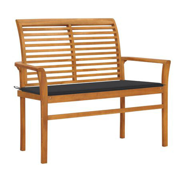 Garden Bench With Anthracite Cushion 112 Cm Solid Teak Wood