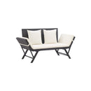 Garden Bench With Cushions 176 Cm Black Poly Rattan