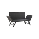 Garden Bench With Cushions 176 Cm Black Poly Rattan
