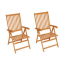 2 Pcs Garden Chairs Solid Teak Wood With Grey Cushions