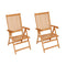 2 Pcs Garden Chairs Solid Teak Wood With Grey Cushions