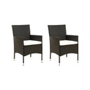 Garden Chairs Poly Rattan Black With Cushions 2 Pcs