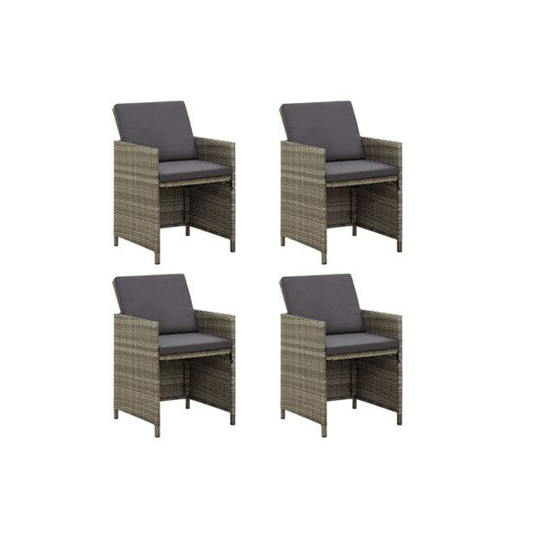 Garden Chairs With Cushions 4 Pcs Poly Rattan Grey