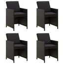 Garden Chairs With Cushions Poly Rattan Black 4 Pcs