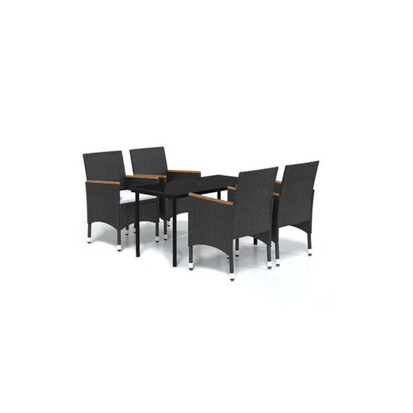 Garden Dining Set With Cushions Black 5 Piece
