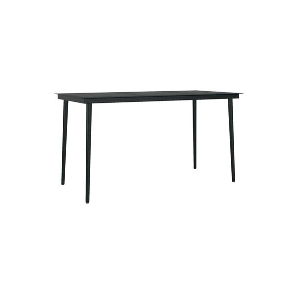 Garden Dining Table Black 140 X 70 X 74 Cm Steel And Glass