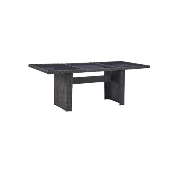 Garden Dining Table Black 200 X 100 X 74 Cm Glass And Poly Rattan