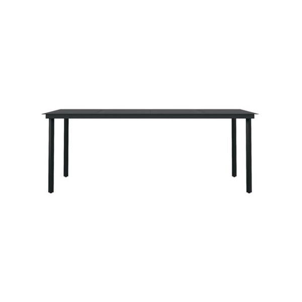 Garden Dining Table Black 200 X 100 X 74 Cm Steel And Glass