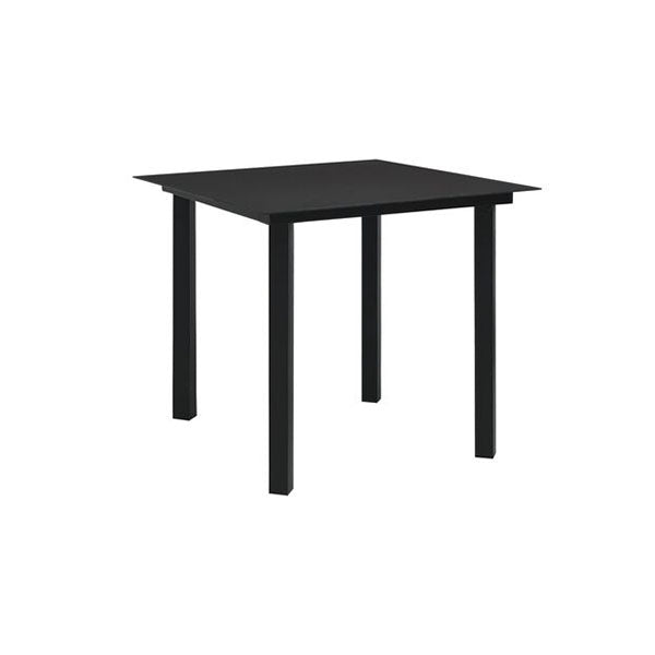 Garden Dining Table Black Steel And Glass 80 X 80 X 74 Cm