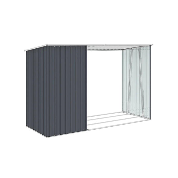 Garden Firewood Shed Anthracite 245X98X159 Cm Galvanised Steel