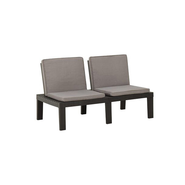 Garden Lounge Bench With Cushion Grey Plastic