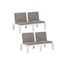 Garden Lounge Benches With Cushions 2 Pcs Plastic White