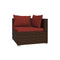 Garden Lounge Set 5 Piece With Cinnamon Red Cushions Poly Rattan Brown