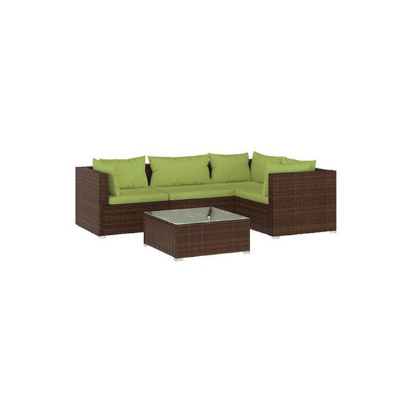 Garden Lounge Set 5 Piece With Cushions Brown Poly Rattan
