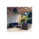 Garden Lounge Set 5 Piece With Dark Blue Cushions Poly Rattan Grey