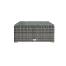 Garden Lounge Set 5 Piece With Dark Blue Cushions Poly Rattan Grey