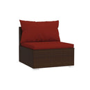 Garden Lounge Set 5 Piece with Cushions Poly Rattan Brown