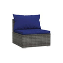 Garden Lounge Set With Dark Blue Cushions Grey Poly Rattan 6 Piece