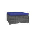 Garden Lounge Set With Dark Blue Cushions Grey Poly Rattan 6 Piece