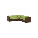 Garden Lounge Set Brown 5 Piece With Cushions Poly Rattan
