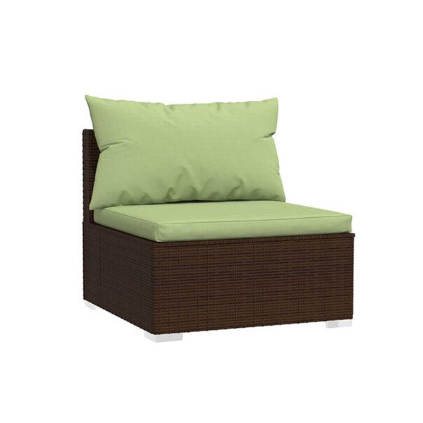 Garden Lounge Set Brown 5 Piece With Cushions Poly Rattan