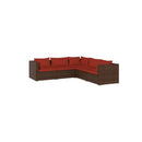 Garden Lounge Set Brown 5 Piece With Cushions Poly Rattan