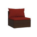 Garden Lounge Set Brown 5 Piece With Cushions Poly Rattan