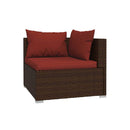 Garden Lounge Set Brown 5 Piece With Cushions Poly Rattan