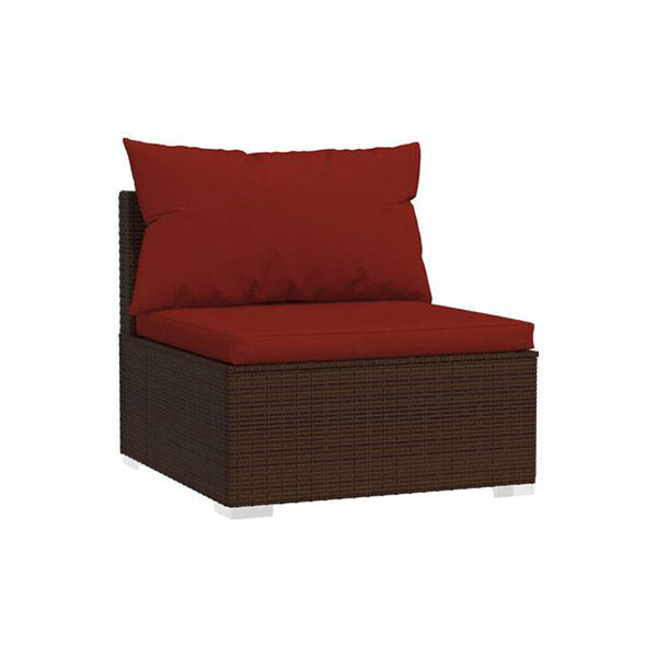 Garden Lounge Set Brown Poly Rattan 5 Piece With Cushions