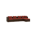 Garden Lounge Set Brown Poly Rattan With Cushions 5 Piece