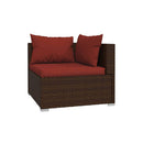 Garden Lounge Set Brown Poly Rattan With Cushions 5 Piece
