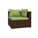 Garden Lounge Set Brown Poly Rattan With Cushions 5 Piece