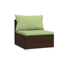 Garden Lounge Set Brown Poly Rattan With Cushions 5 Piece