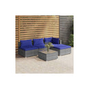 Garden Lounge Set Poly Rattan Grey With Cushions 5 Piece
