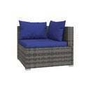 Garden Lounge Set Poly Rattan Grey With Cushions 5 Piece