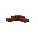 Garden Lounge Set With Fabric Cushions Poly Rattan Brown 5 Piece