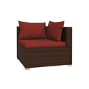 Garden Lounge Set With Fabric Cushions Poly Rattan Brown 5 Piece