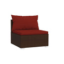 Garden Lounge Set With Fabric Cushions Poly Rattan Brown 5 Piece