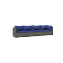 Garden Lounge Set With Dark Blue Cushions 4 Piece Grey Poly Rattan