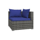 Garden Lounge Set With Dark Blue Cushions 4 Piece Grey Poly Rattan