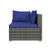 Garden Lounge Set With Dark Blue Cushions 4 Piece Grey Poly Rattan